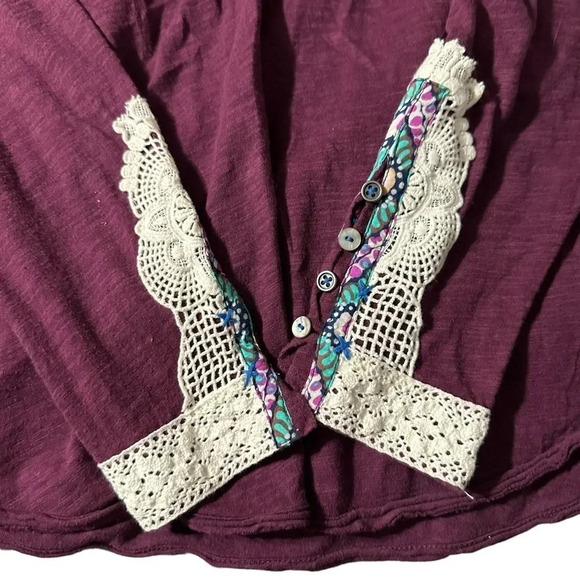 Little Yellow Button women's XS long sleeve purple shirt with lace - Picture 3 of 5